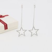 买2送1饰品耳环微镶耳环长款流苏长款五角星耳钉夸张耳饰锆石 五角星