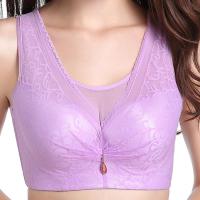 女士大码内衣文胸薄全罩杯大码性感蕾丝收副乳文胸聚拢调整型胸罩 紫色 36/80C