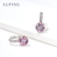 简约通勤.首饰蓝色多瑙河耳环桃花糖耳圈女学生韩版简约ins 粉红色 A款圆形