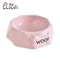 钻石时尚陶瓷碗猫犬通用猫食盆猫盆狗碗盆陶瓷猫粮碗猫饭盆 粉色