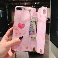 vivox9sx20x21苹果6splus78x套oppor9sr11sr15爱心零钱卡包手机壳 [配皮质腕带]粉色大理