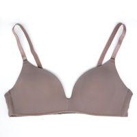 无痕一片式内衣女无钢圈薄款学生少女聚拢收副乳胸罩性感文胸小胸 1件:咖啡色 38/85AB
