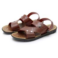 [能穿三年]凉鞋男2021夏季露趾沙滩鞋中年凉拖鞋防水男士凉鞋 棕色 40 偏小两码