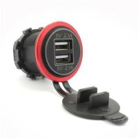 挖掘机货车改装usb12v车充4.2A车载手机充电器24v快速充加装通用 红色红圈+红灯