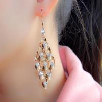 纯银耳坠银饰品流苏女款耳钉气质高级感长款韩版时尚百搭锆石耳环 金色