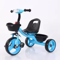 儿童三轮车脚蹬车自行车儿童三轮车脚踏车双人三轮车可坐可骑男女 蓝色音乐单人