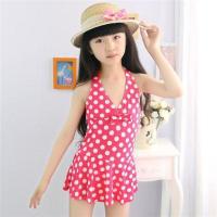 儿童泳衣女童连体裙式泳衣儿童 游泳衣连体平角裤中大童宝宝泳衣 2378玫红连体平角 12码建议105-115cm