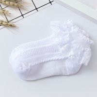 儿童袜子夏季公主婴儿薄袜女童花边舞蹈袜宝宝网眼白色蕾丝短袜子 花边4双白色 6个月-2岁脚长9-11cm