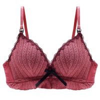 哺乳内衣聚拢无钢圈防下垂上开扣孕妇喂奶文胸聚拢调整型 酒红 32/70A
