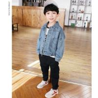 儿童牛仔外套蓝色春秋款牛仔服中大童洋气童装男童牛仔衣潮 蓝色 牛仔外套 110 偏小一码