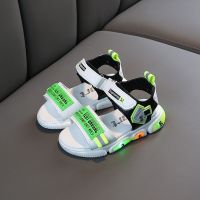 亮灯儿童凉鞋男1-6岁3女童凉鞋2020夏季新款防滑软底宝宝学步鞋潮 凉鞋2816绿色[亮灯软底防滑] 25码[内长约1