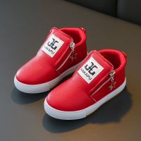 秋冬童鞋男童短靴儿童雪地靴 宝宝棉鞋时装靴 女童靴子皮棉靴防水 A816红色 35 内长20.5cm