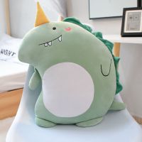 毛绒玩具恐龙熊猫可爱公仔女生床上暖手抱枕被子两用玩偶生日礼物 坏坏恐龙 【中号款】仿羽绒棉软抱枕-仙羽系列