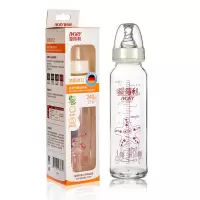 【破损包赔】奶瓶新生婴儿宽口径玻璃奶瓶防摔宝宝吸管 （标口径）玻璃奶瓶240ml 单个装玻璃奶瓶