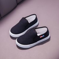 儿童帆布鞋春秋男女童透气板鞋潮中小学生学校表演童鞋韩版小白鞋 F13-黑色 27码/内长16.5cm