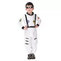 万圣节儿童服装男童儿童飞行员衣服吸血鬼恐怖cos服忍者海盗服饰 白色飞行员 M码适合110-120