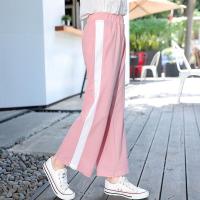 女童直筒裤洋气时髦韩版阔腿裤夏薄款儿童宽松子夏季冰丝防蚊裤 粉色拼接款 110
