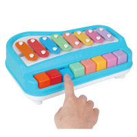 八音阶敲击琴音乐乐器玩具0-1-3岁婴幼儿童益智早教小木琴 送琴谱 8音阶大号[蓝色]