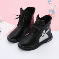 女童靴子秋冬短靴2020新款儿童马丁靴女童鞋中大童二棉公主靴 288兔子黑色 27码内长17.0厘米