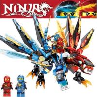新品幻影忍者劳埃德机甲神龙战车拼装积木男孩子兼容玩具 冰火双头元素神龙