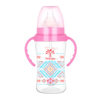 新生儿宝宝婴儿奶瓶宽口塑料奶瓶套装带吸管防摔奶瓶奶嘴1 一个240ml粉