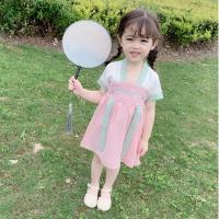 女童汉服连衣裙复古洋气古装唐装女宝宝中国风小童装女孩夏装裙子 粉红色 80