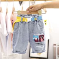 男童牛仔短裤2021夏季新款软牛仔五分裤儿童洋气薄款裤子宽松韩版 卡通短裤(没有腰带) 90 可开档建议身高90厘米