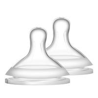 [两只装奶嘴]圣迦宝贝 宽口径硅胶柔软防胀气奶嘴 护唇奶嘴简装 护唇奶嘴S号(2只装)