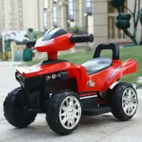 儿童电动车摩托车四轮可坐人男女宝宝充电小汽车沙滩车遥控玩具车 红色 滑行款+非电动