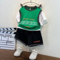 儿童篮球服夏装2021男宝宝运动球衣童装网眼速干衣服男童背心套装 绿色 130cm
