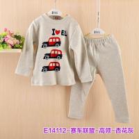 热力棉面料瑁恩瑁爱男童儿童半高领圆领内衣套装加厚保暖 衣14112杏花灰 吊牌90码