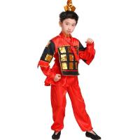 儿童古代士兵服装男童女孩花木兰演出服古装盔甲戏曲将军表演服装 头饰+领巾+上衣+裤子 100cm