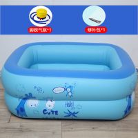 无毒无害充气游泳池儿童宝宝戏水成人家庭加厚大号安全材质洗澡池 75厘米平底水池 脚泵+修补包
