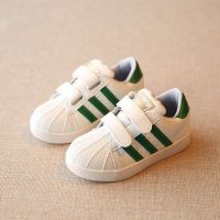 新款男童女童贝壳头板鞋透气网鞋运动鞋儿童跑步鞋大中小学生鞋 白绿单鞋 按平时穿买大一号 21 /内长13.5cm