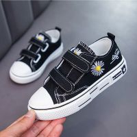 儿童帆布鞋女童板鞋春季卡通休闲鞋软底防滑中大童女孩可爱运动鞋 229帆布鞋-黑色 偏小一码 26码/鞋内长约16.5cm