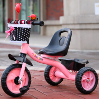 儿童三轮车脚踏车自行车1-5岁小孩宝宝脚踏车童车男孩女孩玩具车 粉色 豪华款