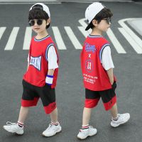 男童速干篮球服运动短袖男孩夏装季天套装2021新款洋帅气中大儿童 红色 [FEIHAN套装] 110 建议身高95-11