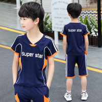 儿童装男童夏装运动套装中大童夏季短袖球服两件套潮 藏青色 120厘米(建议身高110-115)