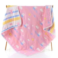 婴儿浴巾纯棉纱布新生宝宝儿童洗澡巾盖毯包被超柔吸水四季款被子 6层小猪佩奇粉色60*80cm