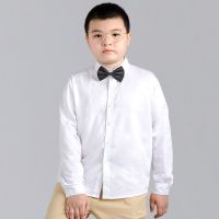 [加肥加大]胖小孩衣服男童白衬衫校园款秋冬纯棉长袖小学生校服 白色(长袖)+黑领结 140码