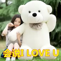玩偶泰迪熊猫毛绒玩具公仔布娃娃抱抱熊女孩特2米超大熊大号可爱 白色泰迪熊会说I LOVE U 直角量80厘米拉直量60厘