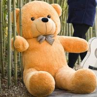 抱抱熊公仔泰迪熊猫毛绒玩具女生超大米娃娃大熊特大号抱枕生日礼 浅棕色泰迪熊 直角量80厘米拉直量60厘米