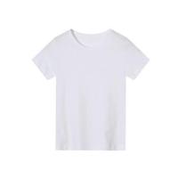 2021新款中大童韩版纯棉圆领黑色白色上衣半袖衫女童夏装短袖T恤 白色 73