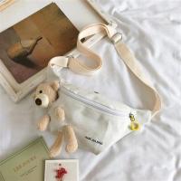 儿童包包可爱腰包斜挎包时尚百搭男女童胸包帆布小女孩公主出游包 白色