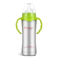 [7件套]保温奶瓶多用吸管水杯婴儿奶瓶锈钢保温奶瓶宽口径奶嘴 绿色 240ml保温奶瓶
