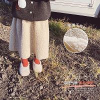 女童2020秋冬新款圈圈毛半裙儿童裙子加厚洋气小女孩半身裙 杏色 80