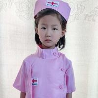 幼儿园儿童护士服医生白大褂女孩过家家角色扮演表演服装夏季短袖 短袖衣服帽子 100 按照身高拍