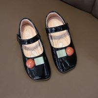 公主鞋儿童小皮鞋早秋季女童豆豆鞋软底单鞋方头鞋礼服鞋糖果色鞋 黑色 36 内长22.7cm