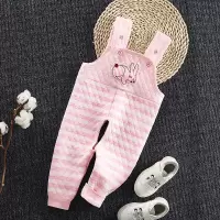 秋冬宝宝保暖背带裤男女儿童高腰裤婴儿加绒开档裤子小孩连体裤 小兔保暖粉色背带裤 73建议身高66-73厘米18斤以下