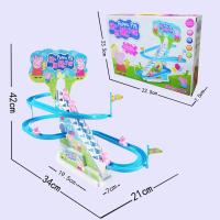 小猪爬楼梯摩天轮玩具电动轨道车自动上楼儿童佩奇滑滑梯男孩佩琪 大号小猪爬梯 普通电池+USB充电线(3只小猪)